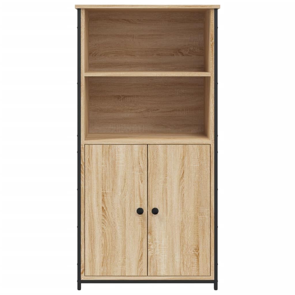 Tabla alta de alta calidad roble Sonoma 62 x 36 x 121,5 cm, material de madera con mucho espacio de almacenamiento, placa superior estable y prácticos compartimentos para puerta para salón