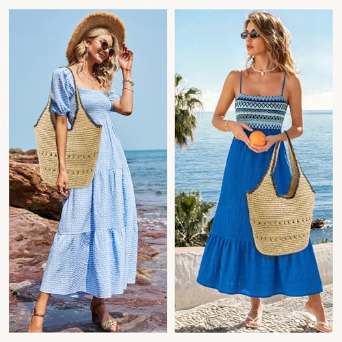 Image of Crescent Straw Shoulder Handbag for Women Summer Beach Tote Raffia Woven Purse Hobo Underarm Bag 2026