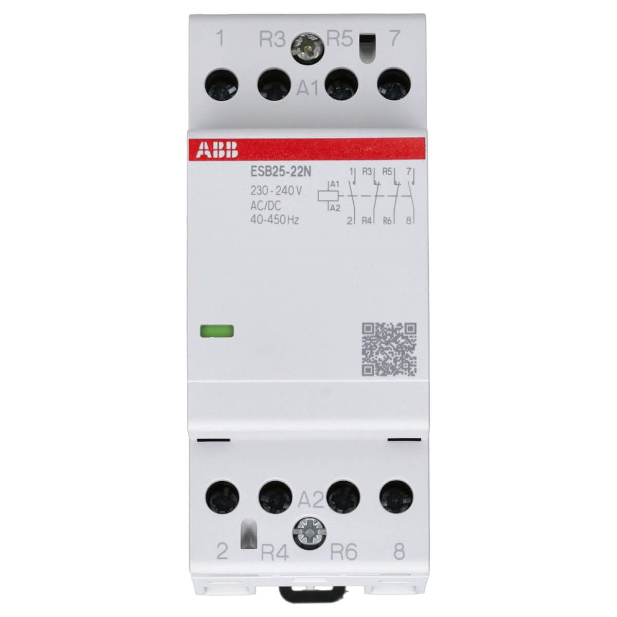 ABB ESB25-22N-06 - Contattore di installazione per scheda di distribuzione, 4 poli, 25 Amp, 220/400V DC/AC (ABB1SAE231111R0622)