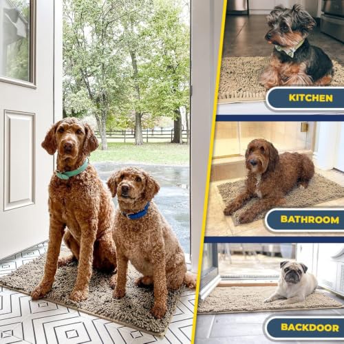 Image of Muddy Mat | Super Water Absorbent Door Mat Indoor, Microfiber Quick Dry Chenille Entryway Rug, Slip Resistant Front Door Mat, Indoor Mats for Entryway, Machine Washable Pet Rug, Sand 36 inch x 72 inch