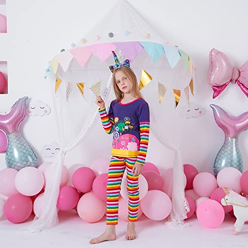 VIKITA Girls Shirts Winter Long Sleeve Rainbow Sleeve Tops for Daily Casual Wearing,2-12 Years4