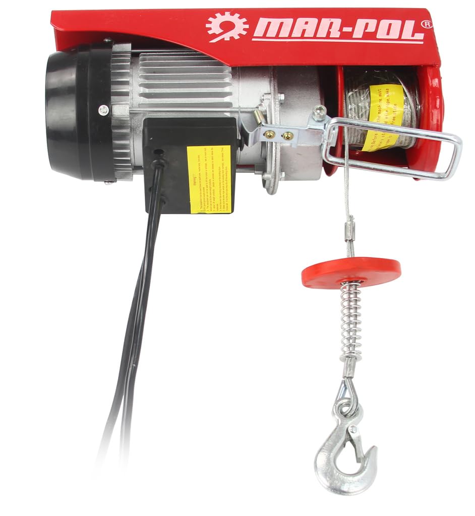 Verricello Argano Elettrico da 125-250 Kg | Potenza 500W | Altezza Sollevamento 6-12 m | Corda in Acciaio Ø3 mm x 12m | Telecomando con Pulsante di Emergenza