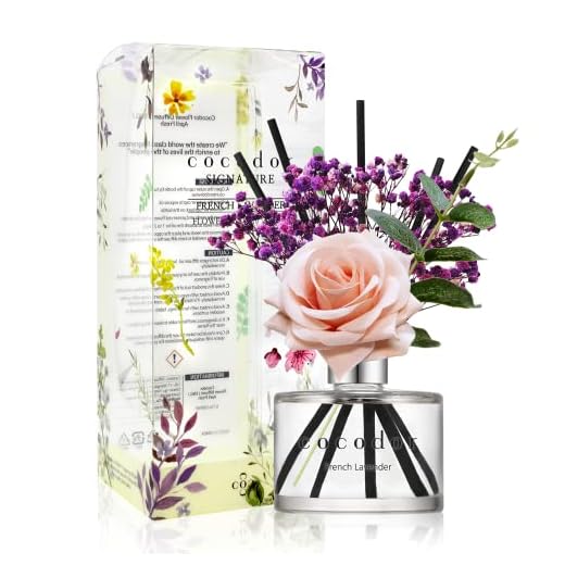 COCODOR Rose Reed Diffuser/French Lavender/6.7oz(200ml)/1 Pack/Reed Diffuser, Reed Diffuser Set, Oil Diffuser & Reed Diffuser Sticks, Home Decor & Office Decor, Fragrance and Gifts