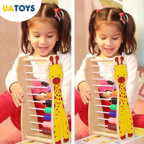 Image of Wooden Abacus Giraffe Toy for Kids with Colorful Beads Counting Learning Toy Educational Montessori Activity Toy for Boys and Girls Ages 3+