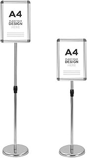 A4 Aufsteller Höhenverstellbar 81-130cm, Infoständer aus Edelstahl, Klappbarer Plakatständer & Präsentationsständer für Hoch-/Querformat, Wetterfest für Innen- und Außenbereich