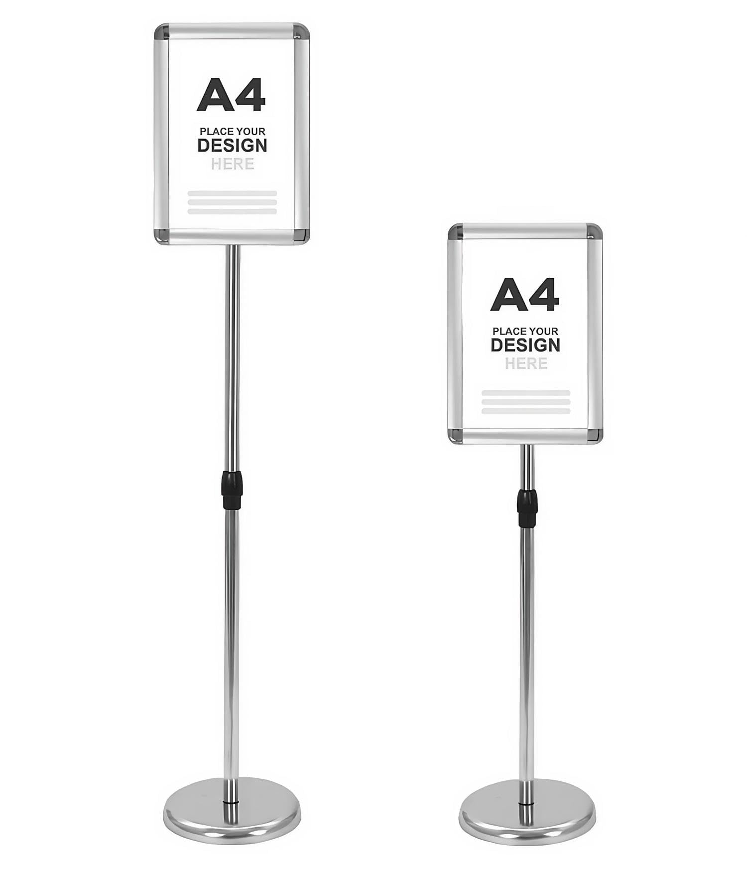 A4 Aufsteller Höhenverstellbar 81-130cm, Infoständer aus Edelstahl, Klappbarer Plakatständer & Präsentationsständer für Hoch-/Querformat, Wetterfest für Innen- und Außenbereich