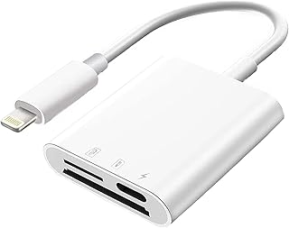 Lightning to SD Card Reader for iPhone iPad,Micro SD Card Reader Memory Card Reader Plug and Play Trail Camera Viewer SD Card Adapter,Simultaneous Charging and Card Reading Micro SD Card Adapter
