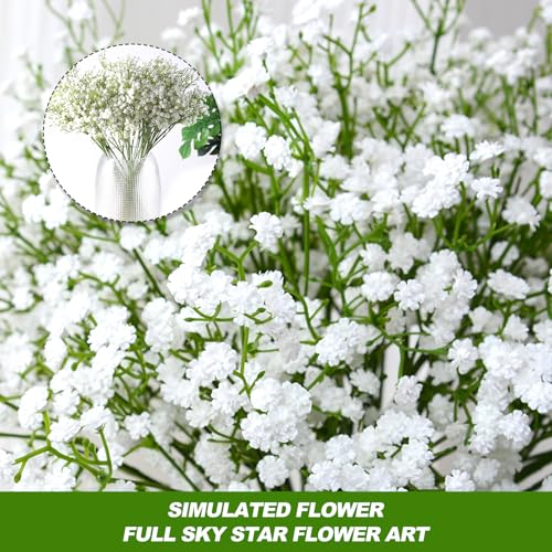 Baby Breath Flowers Artificial 18 Pcs Fake Artificial Gypsophila Flowers White Faux Babys Breath Flower Bouquet for Wedding Home image 7