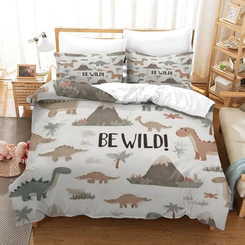 Housse de couette dinosaure imprimé 3D parure de lit dessin animé single pour chambre ado