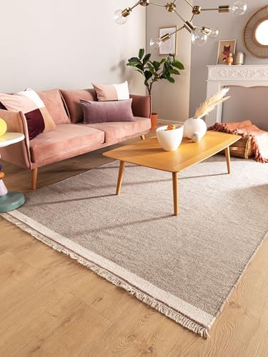 benuta Tapis en laine pop Karla - Gris 80 x 120 cm - Coton, Laine - Rectangulaire & Style : uni, Hygge & Cozy, Minimaliste - Facile d'entretien pour le salon...