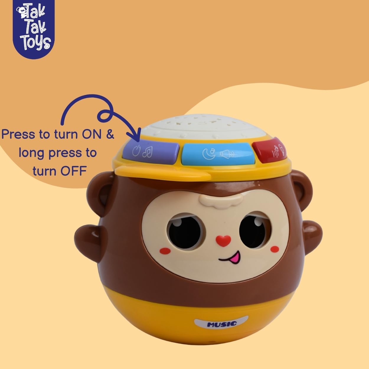 Tak Tak Toys Nubo Jungle Beats Sound Toy for Babies and Toddlers, Interactive Peek-a-Boo Eyes, Tumbler Toy with Light, Music and Rhymes for Infants, Best for Kids Gifting Age 6 Months+ 1