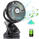 【自動首振り＆最大60時間連続使用】 扇風機 小型 充電式 卓上風量無段階調節 5000mAh充電池内蔵 360度角度調整 usbクリップ ミニ 強風 静音設計 アロマ対応 直径14.5cm ブラック
