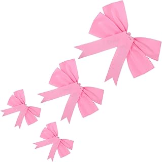 4pcs Large Pink Cloth Bow for Wedding and Birthday Decoration | Giant Size, Soft Blush Hue, Coquette French Forest Style, Entrance Displays, Effortless Installation