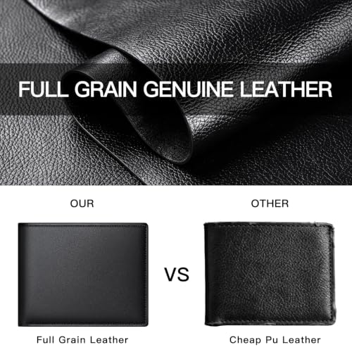 YLLHAD Full Grain Leather Wallets for Men RFID Blocking Bifold Mens Wallet with 2 ID Windows,13 Credit Card Slots & 2 Cash Compartments,Gifts for Men - image 2