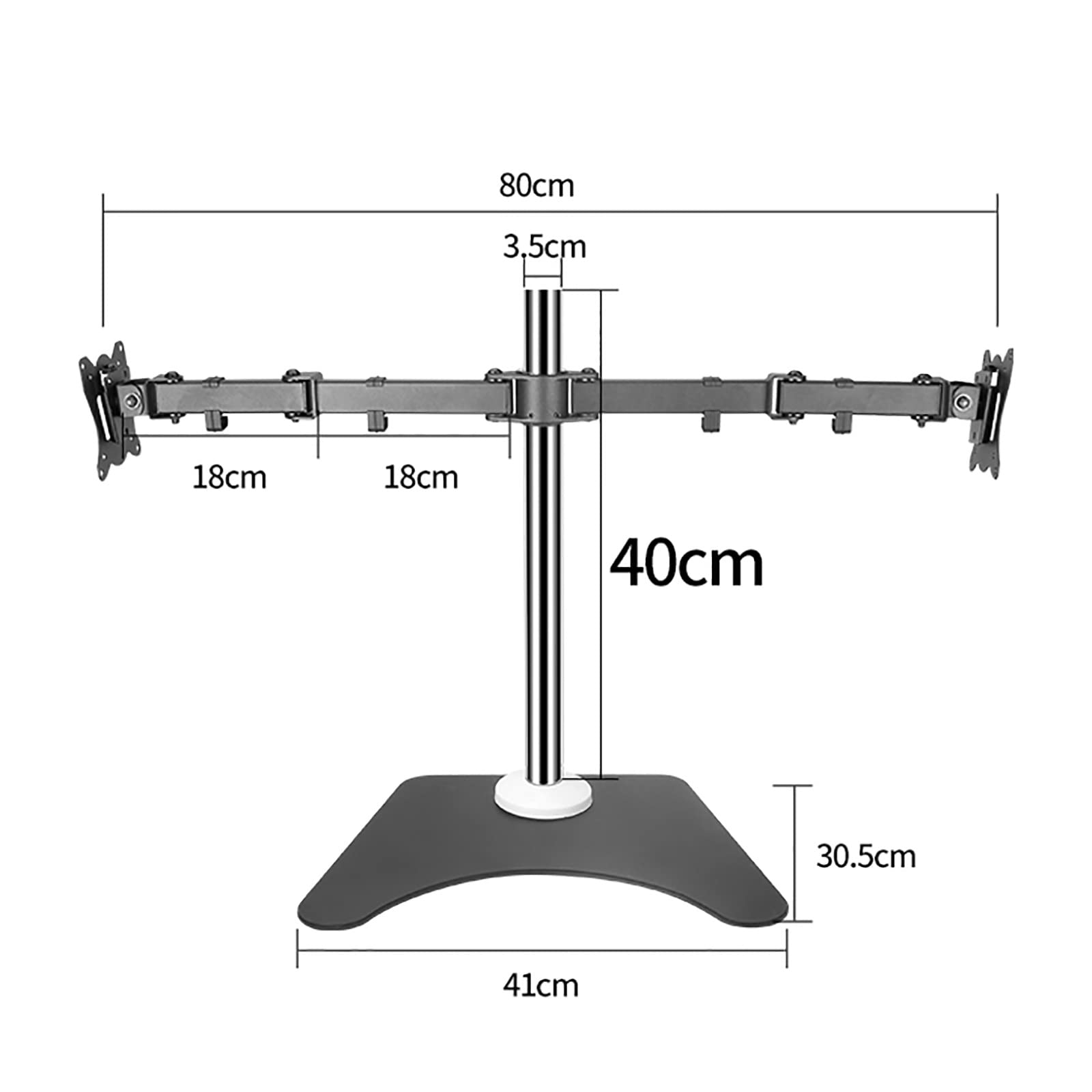 Supporto da Scrivania per Doppio Monitor, Braccio Completamente Regolabile per TV da 20-27 Pollici, Supporta 2 Schermi Fino A 10 Kg/22 Libbre, 40 Cm