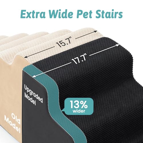 Image of COZY KISS Dog Stairs for Small Dogs, 4-Step 2-in-1 Dog Steps,19.7 inch H