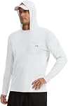 BASSDASH Men’s UPF 50+ Fishing Hoodie Shirts with Chest Pocket Lightweight UV Sun Protection Long Sleeve Hiking Sports FS34M