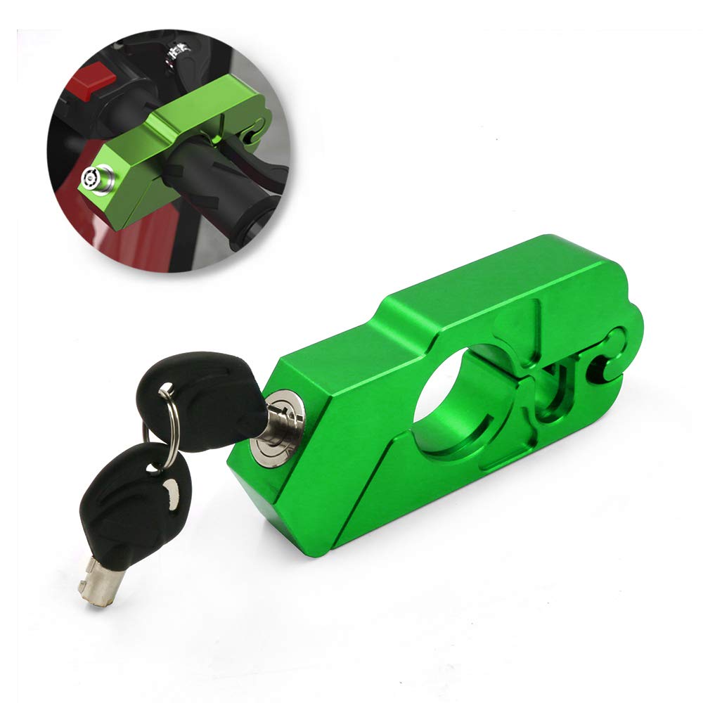 Motorcycle Grip Lock Handlebar Throttle Security Lock Anti-Theft Scooters fit for ATV Motorcycles Dirt Street Bike (Green)