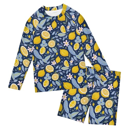 Lemon Fruit Summer Toddler and Baby Boys' 2-Piece Swimsuit Trunk, Long Sleeve Rashguard Bathing Suit B0402679