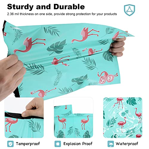 JinRuiKJ-Biodegradable-Poly-Mailer-10x13-100-Pack-Eco-Friendly-Shipping-Bags-for-Clothing-Self-Sealing-Packaging-Bags-for-Small-Business-Green-Mailing-Bags-Flamingo-Design