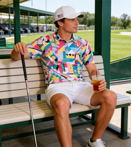 Neon 80s Men's Golf Polo