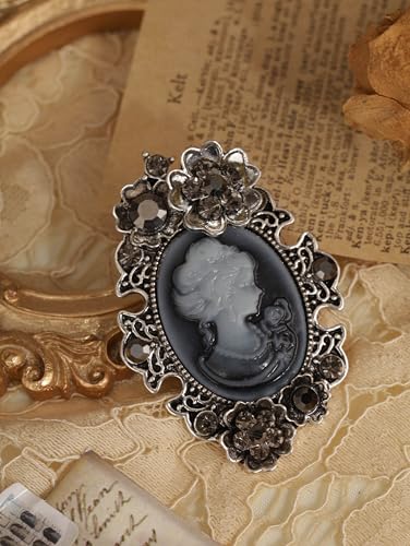 Image of MINACHI Vintage Victorian Design Queen's Cameo Antique Wedding Brooch Pin, Jewelry Gift for Women