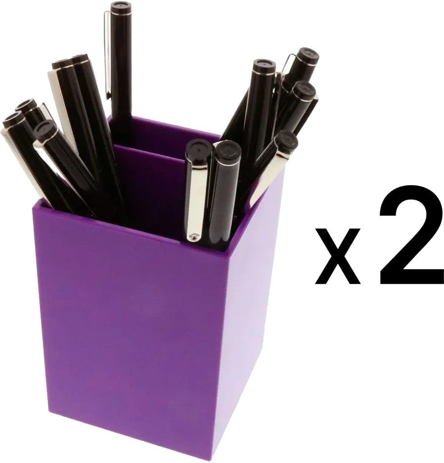 Image of JAM PAPER Plastic Pen Holders - Purple Desktop Pencil Cups - 2 /Pack