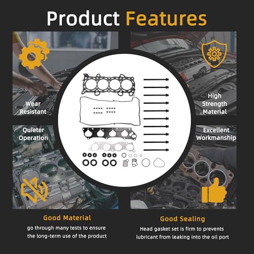 Image of Head Gasket Set with Bolts, 2.4L, HS26243PT HGS228 for Honda Accord /CR-V /Element for Acura TSX 2.4L L4 16V DOHC 03-11 Replace# K24A2 K24A4 K24A8 K24Z1(48pcs)