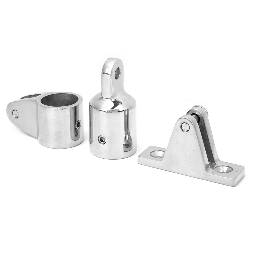 Yinhing 16 szt. 3 łukowe Akcesoria do Mocowania Górnego Bimini Zawias Zestaw Prowadnic Szczęk Górnych Bimini Złącze Końcowe z Oczkiem 25 Mm/1 Cal do Wsporników Baldachimu łodzi i zastosowań Morskich
