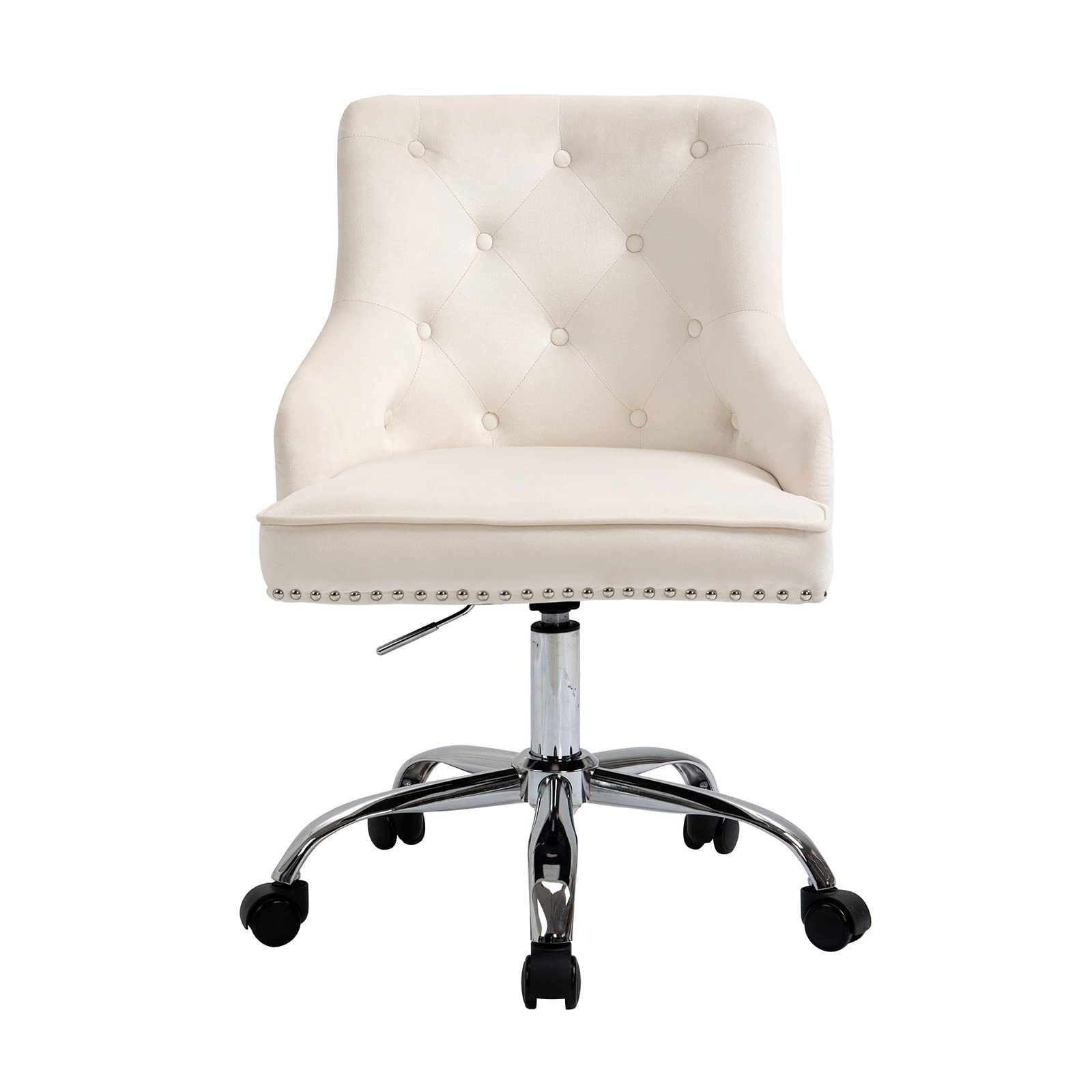 ANOUR Velvet Home Office Desk Chairs Modern Tufted Computer Chairs with Metal Legs Swivel Adjustable Vanity Arm Chairs