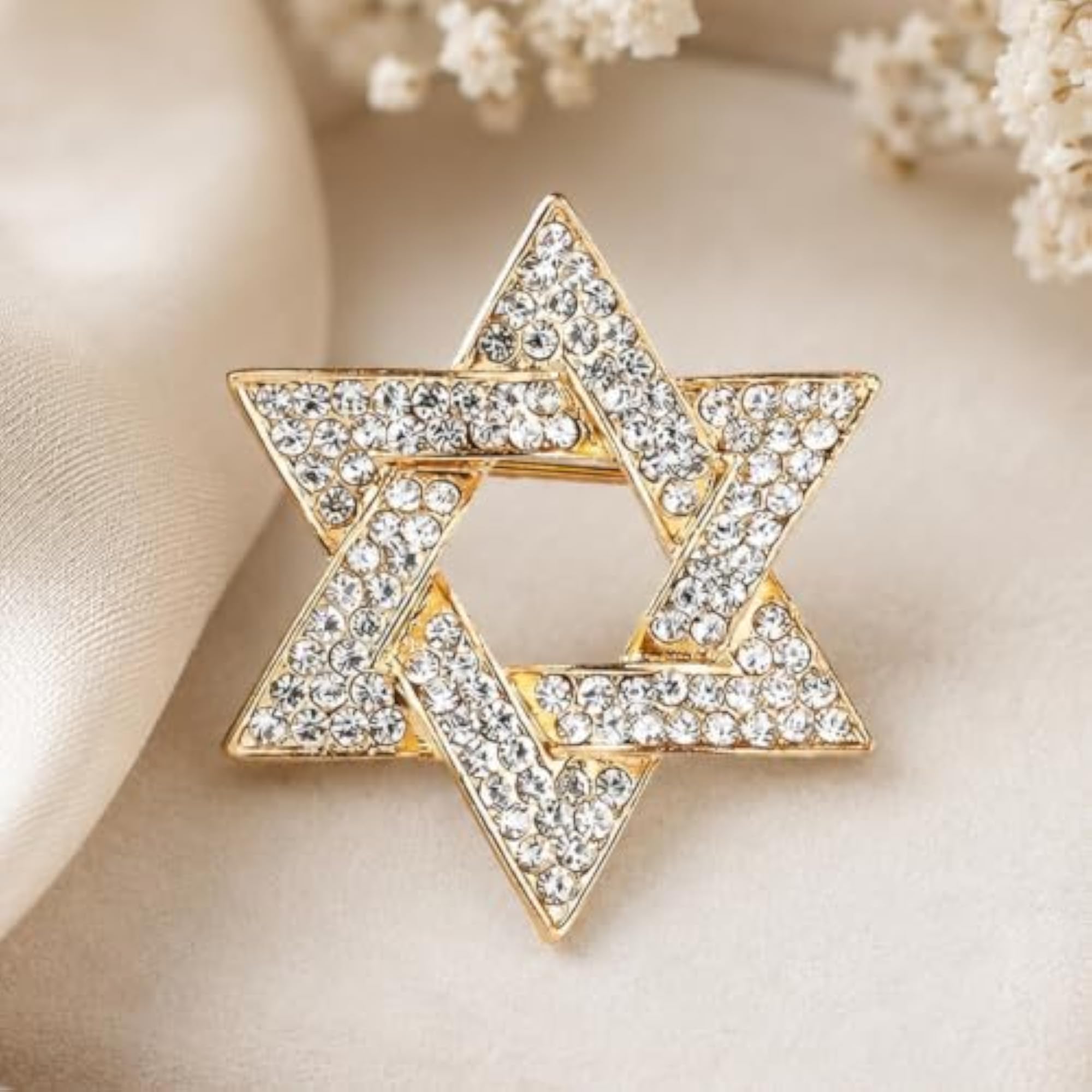 Crystal Rhinestone Six-Pointed Star Brooch, Vintage Design