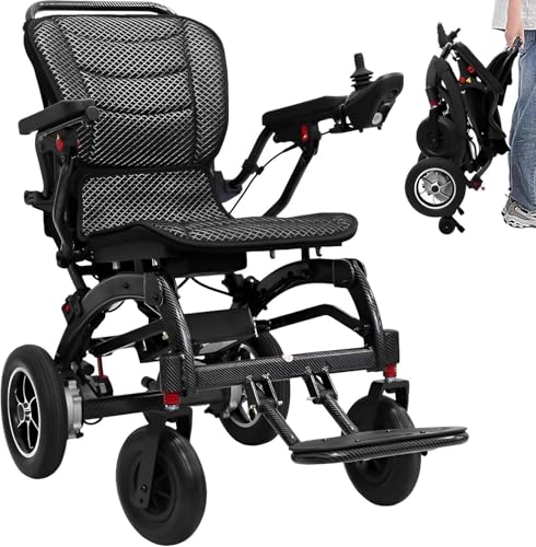 Silla de ruedas eléctrica plegable y ligera para adultos, silla de ruedas eléctrica para ancianos y discapacitados (negro, 10 AH)