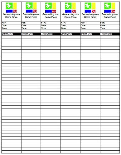 AllCachedUp Geocache Logs Geocaching Log Sheets Water, Rip, Tear & Grease Resistant (6 Logs per sheet)