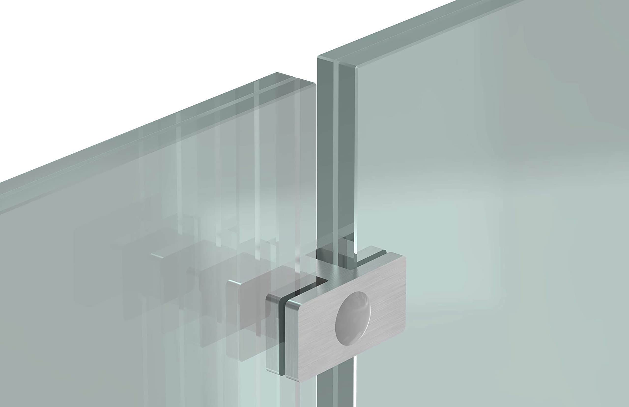 STEINBACHER© | Morsetto per vetro in acciaio inox/allineatore per vetro per parapetti interamente in vetro, V2A