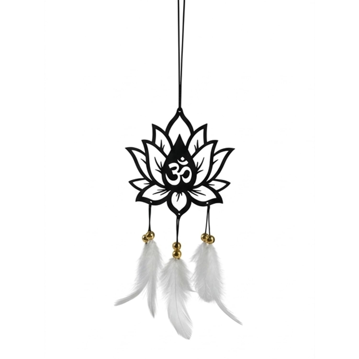 Lotus Meditation Car Hanging Decor with White Feathers for Rear View Mirror-image-39