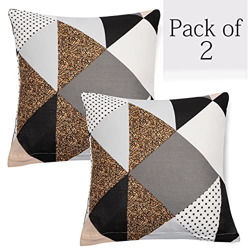 Image of HOKIPO Polyester Blend Stretchable Cushion Cover for Sofa 16x16, Pack of 2 (AR-4098-D9*2), (40 x 40cm),Multicolor