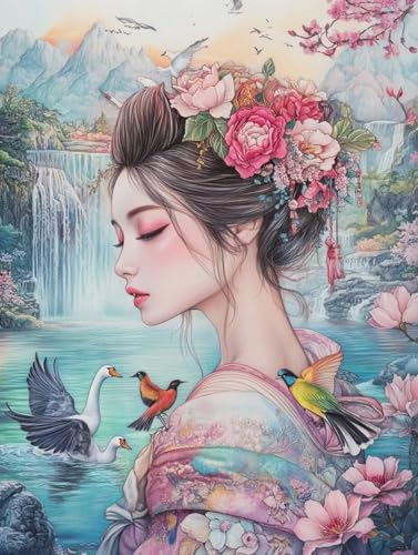 DIY Loisir Créatif et Activité Manuelle Broderie Diamant Japon Beauté 30x40cm
