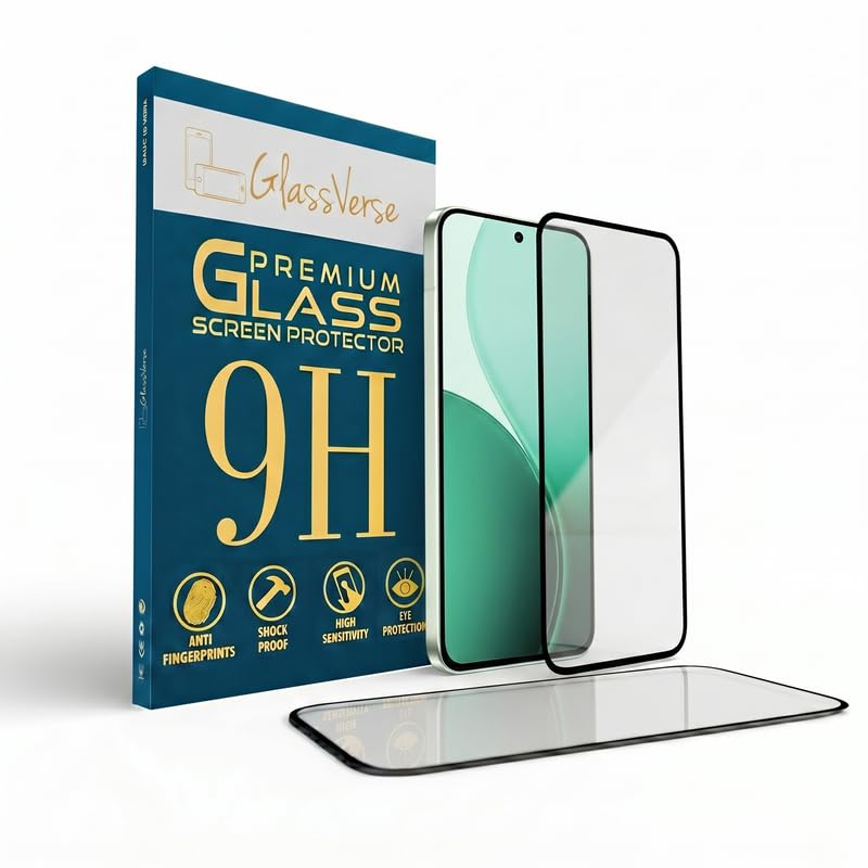 Image of GlassVerse PureView Tempered Glass for Oppo Reno 14 5G | Crystal Clear, 9H Hardness Screen Protector, Edge to Edge, Case Friendly, Hassle-less Installation Kit Included. (Pack of 1)