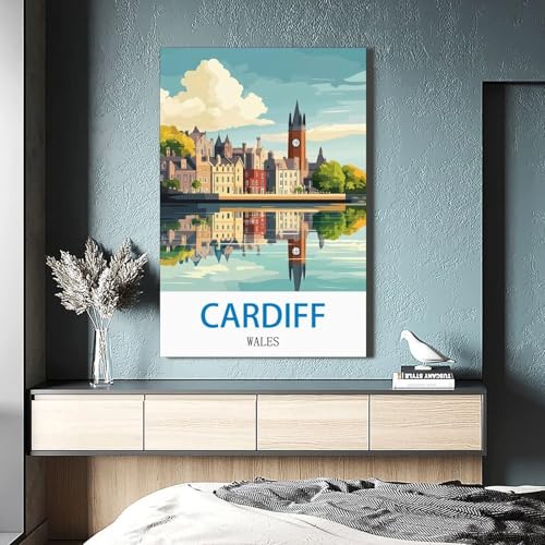 Affiche Cardiff mur vide solution déco vintage Pays de Galles toile 60x90 - 4