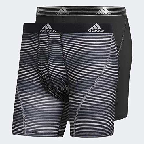 adidas Men s Sport Performance Boxer Briefs Underwear (2 Pack), Sundown Black Black Grey, X-LARGE