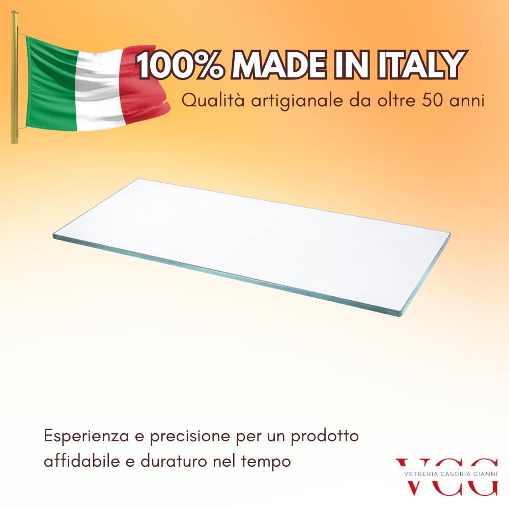 Ripiano Frigorifero Universale in Vetro Trasparente su Misura Personalizzabile 4mm | Ripiano Vetro Frigo Extra Resistente Made in Italy | Ricambio Universale Clicca Personalizza Ora