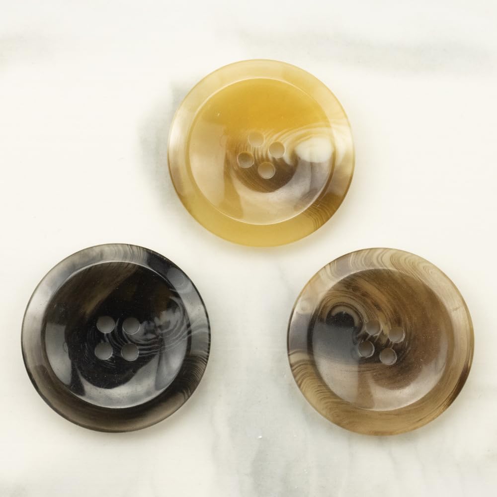ZOAPDEBCEBoutons de bricolage, 20 pièces 15-30MM jaune clair 4 trous boutons de costume boutons de couture en résine for vêtements pardessus boutons artisanaux grands boutons ronds plats(Chocolate Col