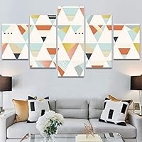 SIGNWIN 5 Panel Canvas Wall Art Modern Art Contemporary Dramatic Geometric Mixed Media Multicolor Patterns for Home Decorations Ready to Hang - 60