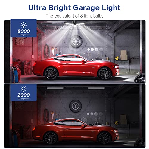 Vzazel THREE LEAF GARAGE LIGHT Garage Light-Led Garage Light 2 Pack-8000Lm Glare-Free 360° Illuminator Garage Light-60W 6500K Deformable Garage Led Light-E26/E27 Garage Ceiling Light For Basements, Barn, Farmhouse And Attics thumb #2