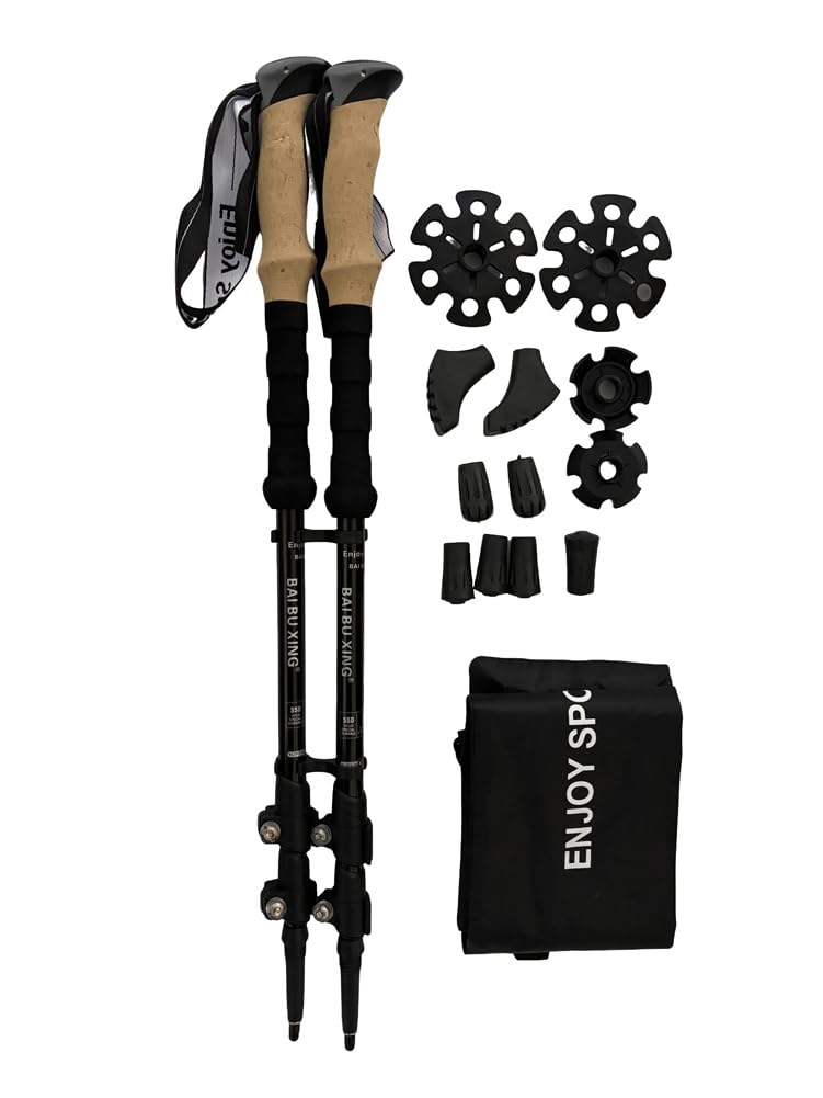 Kij do nordic walkingu, chowane, regulowane kijki trekkingowe z akcesoriami terenowymi, składane teleskopowe kijki turystyczne 135 cm do wspinaczki, brodzenia