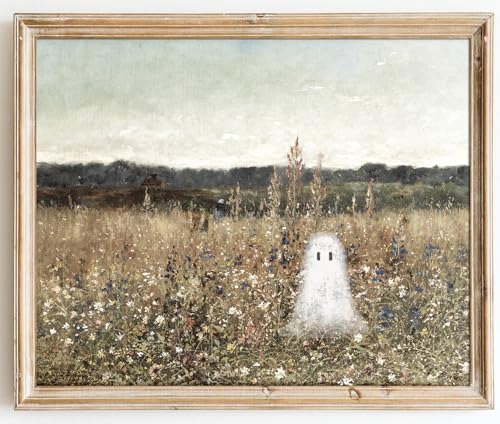 Kizbok Cute Ghost Decor, Vintage Halloween Ghost Wall Art Prints,...