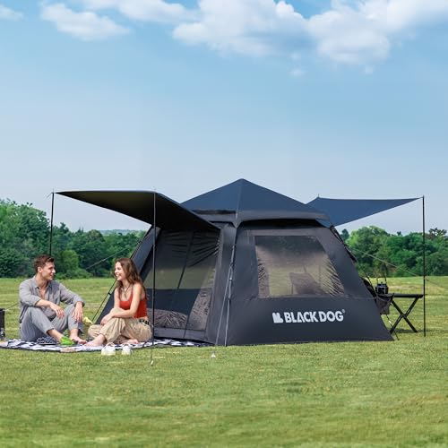Blackout Instant Pop Up Camping Tent with Vestibule and...