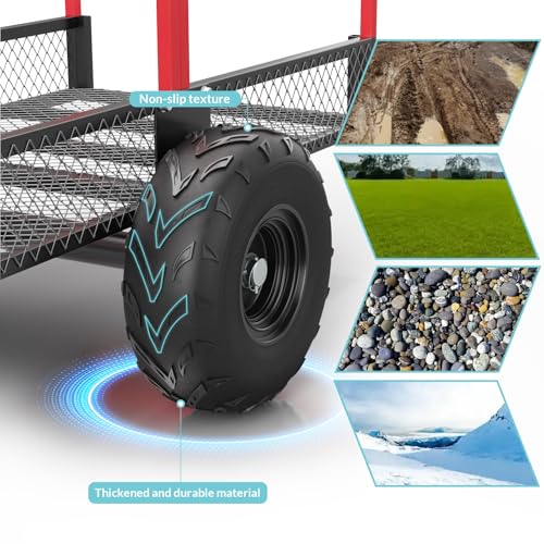 TrailBlaze Carretilla Utility Dump Trailer de acero para ATV con capacidad de 1700 lbs, remolque con lados removibles y llantas de 16" rojo y negro miniatura 4