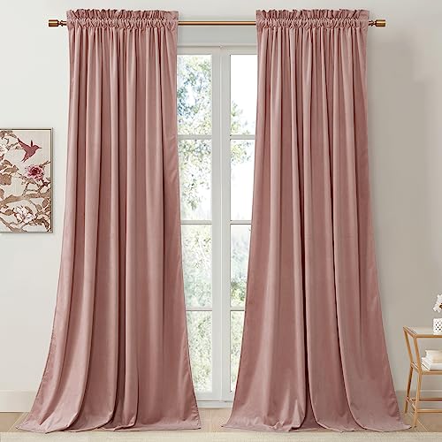 Image of StangH Dusty Pink Curtains for Nursery Girls Bedroom, W52 x L84, 2 Panels | 300GSM Soft Velvet, Baby Kids Safe, Cute Window Decor, Privacy & UV Protection, Thermal Insulation, Christmas Decor