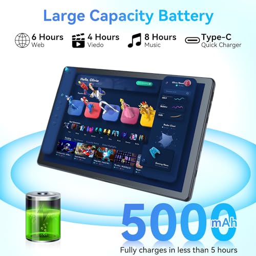Pazhonz Tablet Android 13 Tablet Octa-Core mit 10 Zoll, 8 (4+4) GB RAM 128 GB ROM, Bluetooth 5.0, WiFi 6, Fotokamera 5MP+8MP (Grau) – Bild 6